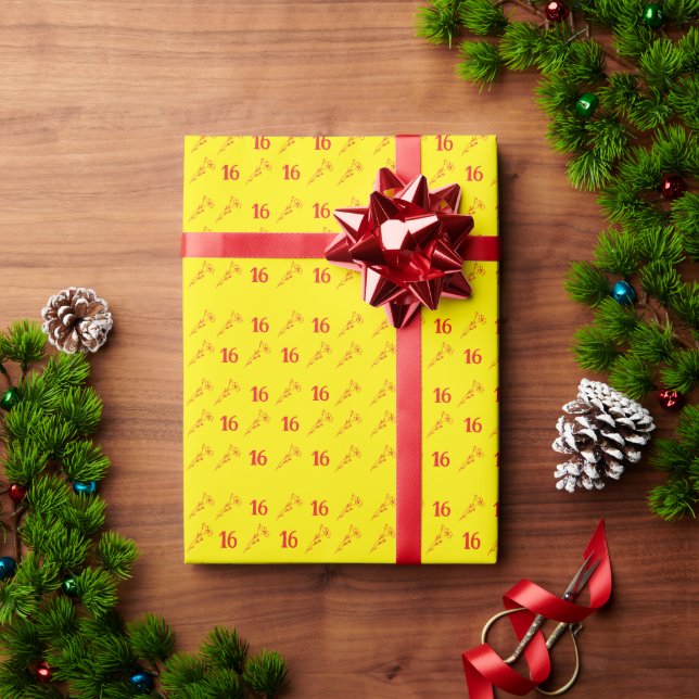 Papel De Regalo Bright Red & Yellow Floral  (Regalo de vacaciones)