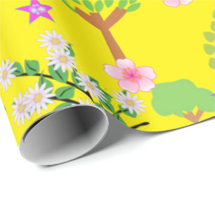 Papel de Regalo Brillante, Árboles de Ovejas Flora