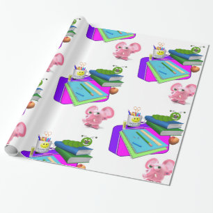 Papel de Regalo Brillante, Cerdo Rosa Vuelta al Co