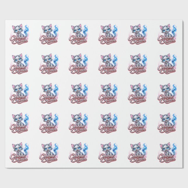 Papel de regalo brillante CHROME KITTEN (Superficie plana)