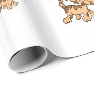 Papel de regalo brillante con gato y paraguas rojo