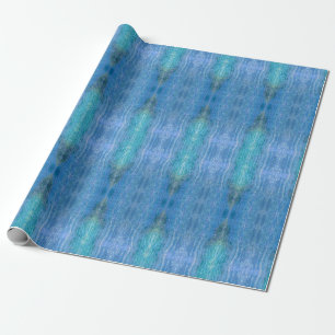 Papel De Regalo Brillante, cósmico, azul iridiscente