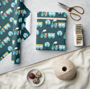 Papel de regalo brillante de tren Choo Choo, 30" x