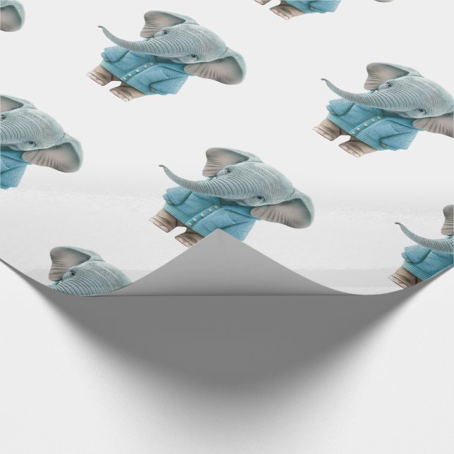 Papel de Regalo Brillante Elefante Azul (Esquina)