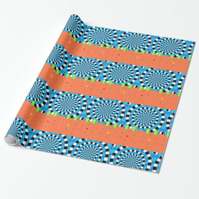 Papel de Regalo Brillante, Flecha Circular Azul Ne (Desenrollado)