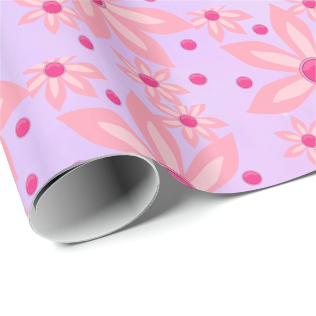 Papel de Regalo Brillante Flores Rosas (Esquina del rollo)