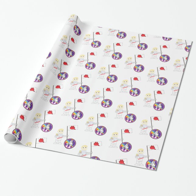 Papel de regalo brillante, gatito astronauta (Desenrollado)