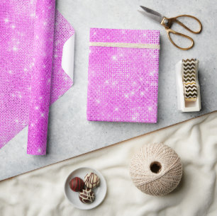 Papel De Regalo Brillante Glitter Rosa Magenta Claro con Estilo
