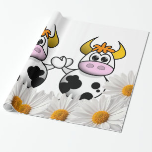 Papel de regalo brillante, margarita blanca de vac