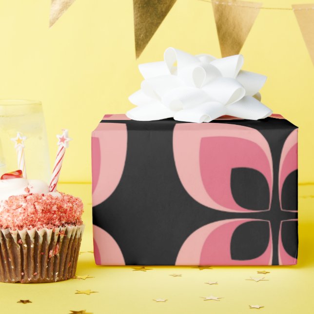 Papel De Regalo Brillante Modelo De Flor Rosa De Dos Tonos (Fiesta de cumpleaños )