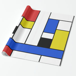 Papel de regalo brillante Mondrian Lines, 76 cm x