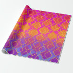 Papel De Regalo Brillante negrita Viviente Naranja Púrpura Fuchsia<br><div class="desc">Papel de ajuste</div>