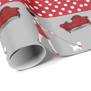 Papel de Regalo Brillante Perro de Lunares Rojos
