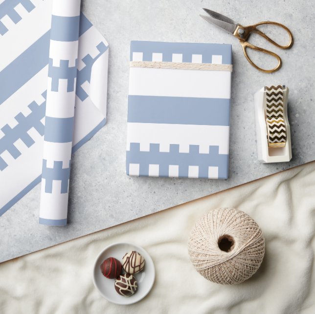 Papel de regalo brillante raya azul y blanco  (Artesanía)
