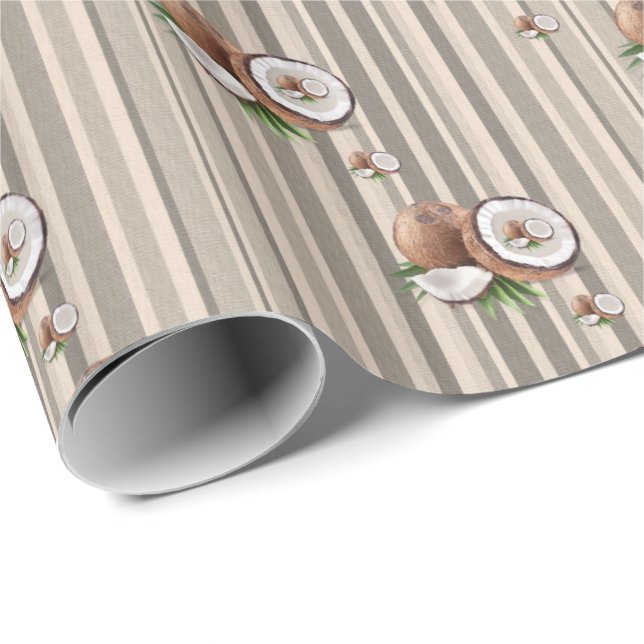 Papel de Regalo Brillante Raya Marrón Almendra (Esquina del rollo)