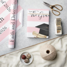 Papel de Regalo Brillante Raya Rosa Graduado 2026