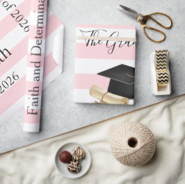 Papel de Regalo Brillante Raya Rosa Graduado 2026