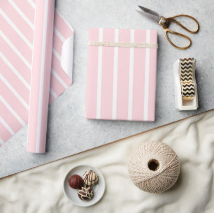 Papel de regalo brillante raya rosa y blanco