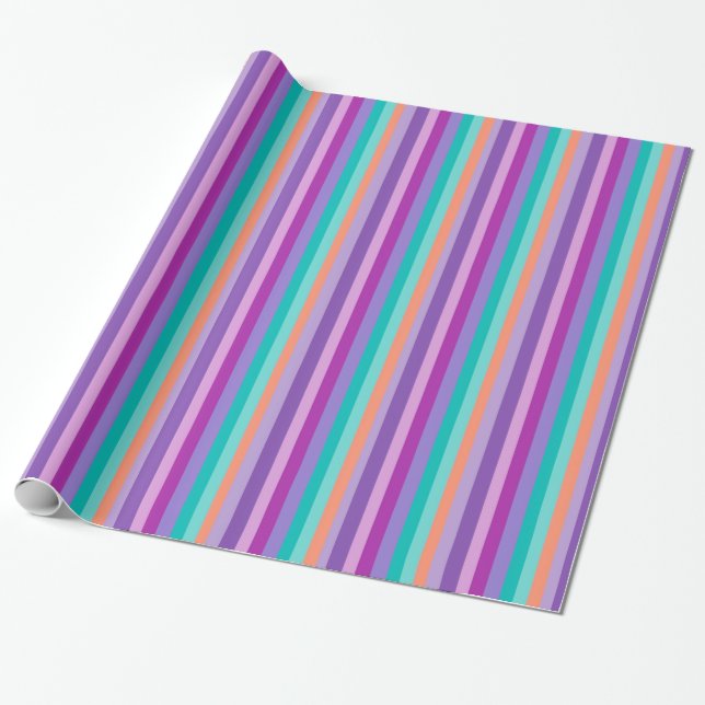 Papel de Regalo Brillante Rayas de Fiesta (Desenrollado)