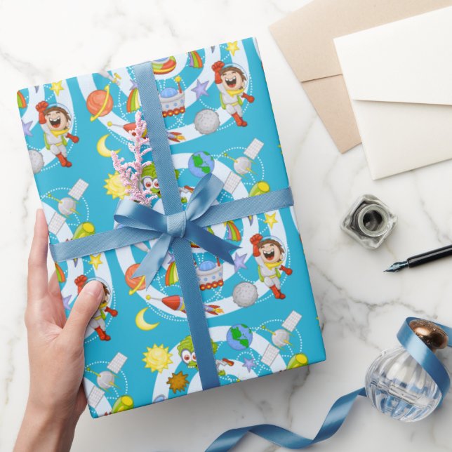 Papel de regalo brillante Spaceman vs. Alien, 30"  (Regalar)