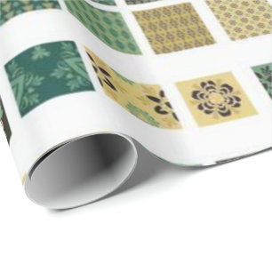 Papel de regalo brillante verde marrón