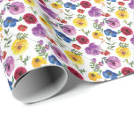 Papel De Regalo Brillante y audaz Regalo floral acuático<br><div class="desc">Envuelve regalos en este suntuoso y brillante papel de regalo floral de acuarela. Perfecto para cualquier celebración o ocasión.</div>