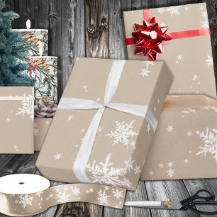 Papel De Regalo Brillantes de nieve blancas de invierno de Kraft r