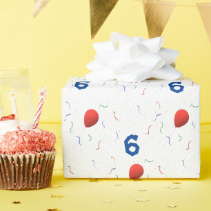 Papel De Regalo Brillantes globos y Personalizable Confetti Cumple