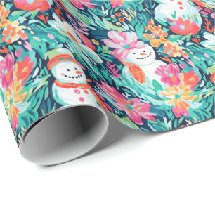 Papel De Regalo Brillantes Navidades de Palm Beach Acuarela de Sno