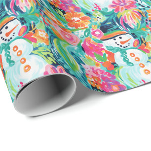Papel De Regalo Brillantes Navidades de Palm Beach Acuarela de Sno