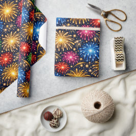 Papel De Regalo Brilliant Midnight Fireworks Pattern