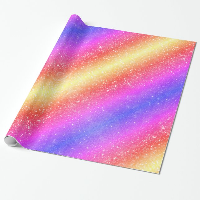 Papel De Regalo Brillo de Arcoíris de Moda (Desenrollado)