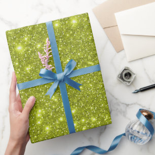 Papel De Regalo Brillo Moderno Glam Lustre Amarillo Verde Purpurin