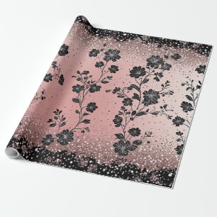 Papel De Regalo Brillo Rosa Rubor Tema Parisino Plateado Metálico