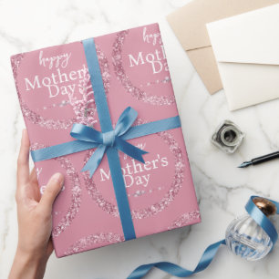 Papel De Regalo Brillo Rosa y Diamantes Feliz Día de la Madre