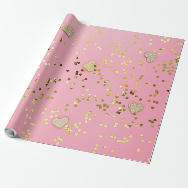 Papel De Regalo Brillo y Corazones (Desenrollado)