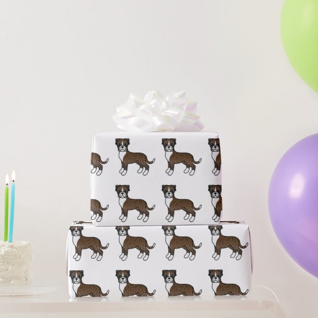 Papel De Regalo Brindle Boxer Cute Cartog Pattern (Regalos de fiesta)