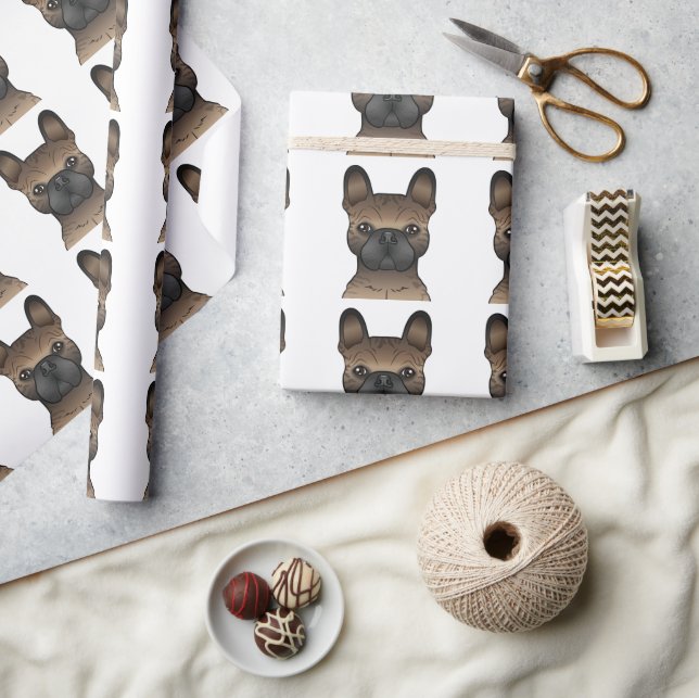 Papel De Regalo Brindle Bulldog Francés / Frenchie Patrón de perro (Artesanía)