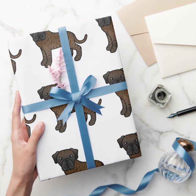 Papel De Regalo Brindle English Mastiff Cute Cartog Pattern Dog (Regalar)