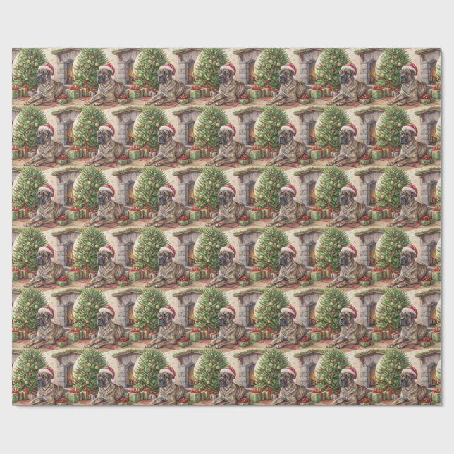 Papel De Regalo Brindle Mastiff Christmas Wrapping Paper (Superficie plana)