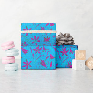 Papel De Regalo Brisa Flor Azul Verdoso