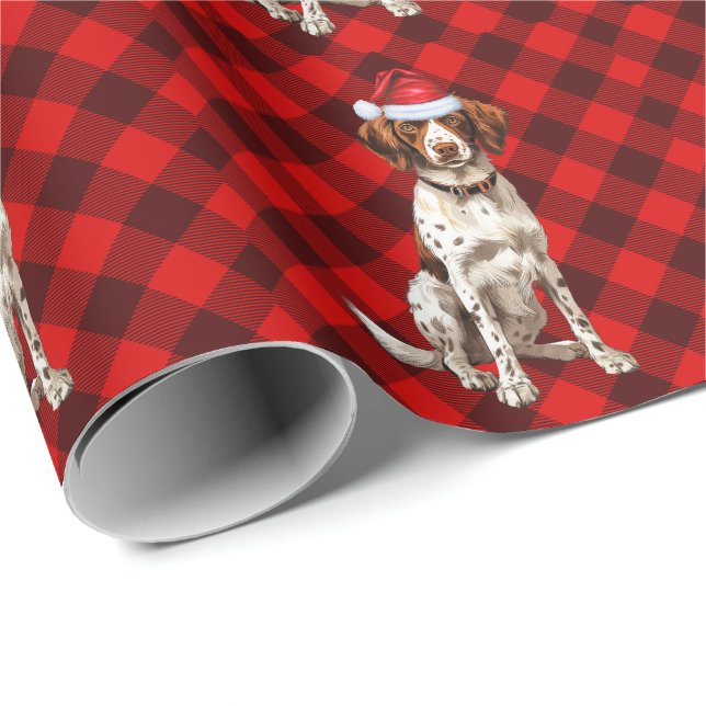 Papel De Regalo Brittany Spaniel Dog Funny Navidades de vacaciones (Esquina del rollo)