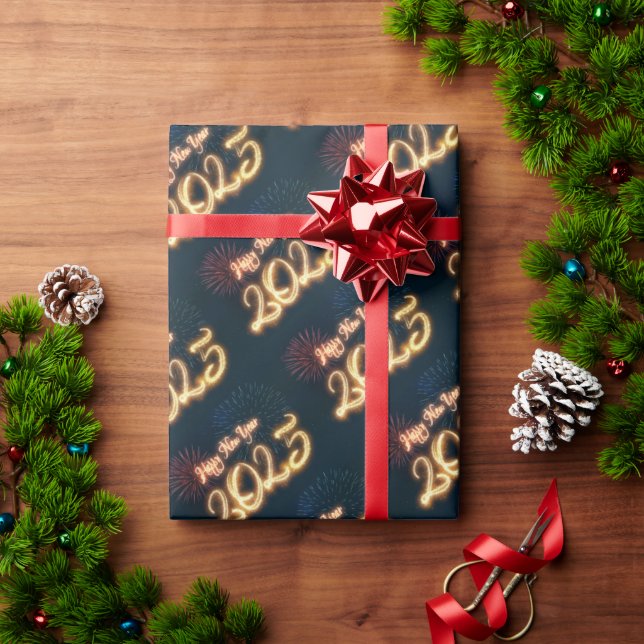 Papel De Regalo Bromeantes fuegos artificiales de Año Nuevo 2025 (Regalo de vacaciones)