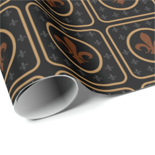 Papel De Regalo Bronze Gold Fleur de Lis