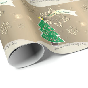 Papel De Regalo Bronzy Snowy Navidades "¡Feliz Navidad!"