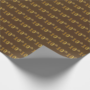 Papel De Regalo Brown, 10mo (décimo) acontecimiento del falso oro