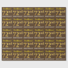 Papel De Regalo Brown, aspecto de oro imitado "72 cumpleaños"
