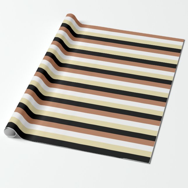 Papel De Regalo Brown, blanco, beige y rayas negras (Desenrollado)