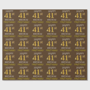 Papel De Regalo Brown, falso oro "41.o CUMPLEAÑOS FELIZ "