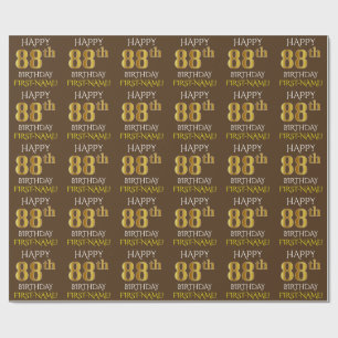 Papel De Regalo Brown, falso oro "88.o CUMPLEAÑOS FELIZ "